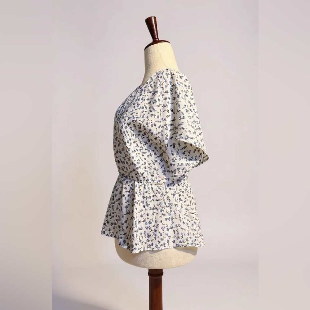 Sienna Sky Blue and White Wrap Blouse - Size S - Picture 6 of 10